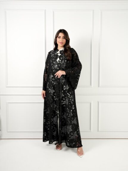 عباية باللون الأسود الشفاف للمناسبات